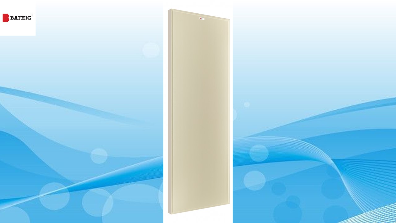 ประตูบาธติค PVC BP1 70*180 cm ครีม-ไม่เจาะ-ทึบ+วงกบ