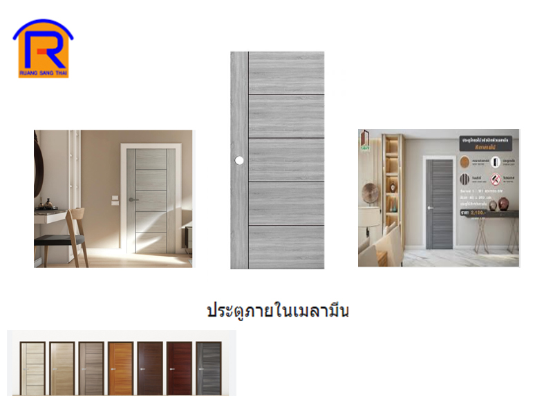 ประตูภายในเมลามีน 90 x 200 cm. SAVE สีเทาลายไม้ M1-GW (MJ)