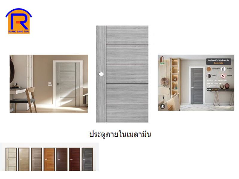 ประตูภายในเมลามีน 80 x 200 cm. SAVE เทาลายไม้ M1-GW