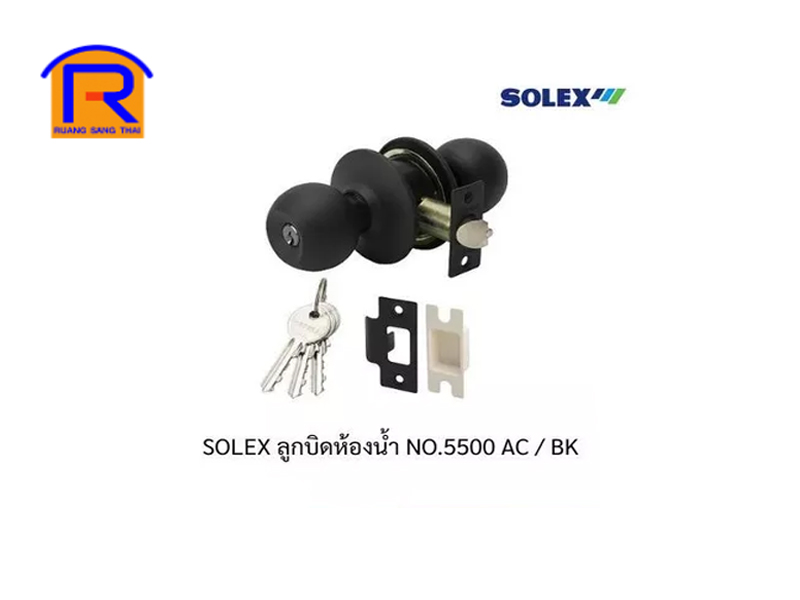 ลูกบิดประตู ห้องน้ำ SOLEX #5500 AC/BK รมดำ